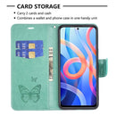 For Xiaomi Redmi Note 11 5G/Note 11T 5G/Poco M4 Pro 5G Two Butterflies Embossing Pattern Horizontal Flip Leather Phone Case with Holder & Card Slot & Wallet & Lanyard(Green)