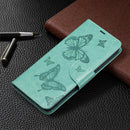For Xiaomi Redmi Note 11 5G/Note 11T 5G/Poco M4 Pro 5G Two Butterflies Embossing Pattern Horizontal Flip Leather Phone Case with Holder & Card Slot & Wallet & Lanyard(Green)