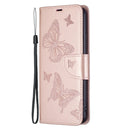 For Xiaomi Redmi Note 11 5G/Note 11T 5G/Poco M4 Pro 5G Two Butterflies Embossing Pattern Horizontal Flip Leather Phone Case with Holder & Card Slot & Wallet & Lanyard(Rose Gold)