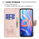 For Xiaomi Redmi Note 11 5G/Note 11T 5G/Poco M4 Pro 5G Two Butterflies Embossing Pattern Horizontal Flip Leather Phone Case with Holder & Card Slot & Wallet & Lanyard(Rose Gold)