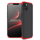 GKK Three Stage Splicing Full Coverage PC Phone Case For iPhone 13(Black Red)