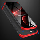 GKK Three Stage Splicing Full Coverage PC Phone Case For iPhone 13(Black Red)