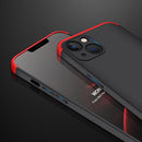 GKK Three Stage Splicing Full Coverage PC Phone Case For iPhone 13(Black Red)