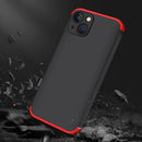 GKK Three Stage Splicing Full Coverage PC Phone Case For iPhone 13(Black Red)