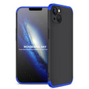 GKK Three Stage Splicing Full Coverage PC Phone Case For iPhone 13(Black Blue)