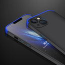 GKK Three Stage Splicing Full Coverage PC Phone Case For iPhone 13(Black Blue)