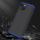 GKK Three Stage Splicing Full Coverage PC Phone Case For iPhone 13(Black Blue)