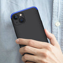 GKK Three Stage Splicing Full Coverage PC Phone Case For iPhone 13(Black Blue)