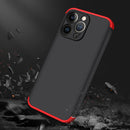 GKK Three Stage Splicing Full Coverage PC Phone Case For iPhone 13 Pro(Black Red)