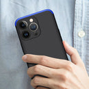 GKK Three Stage Splicing Full Coverage PC Phone Case For iPhone 13 Pro(Black Blue)