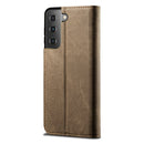 For Samsung Galaxy S22+ 5G Denim Texture Casual Style Horizontal Flip Leather Case with Holder & Card Slots & Wallet(Khaki)