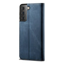 For Samsung Galaxy S22+ 5G Denim Texture Casual Style Horizontal Flip Leather Case with Holder & Card Slots & Wallet(Blue)