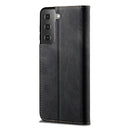 For Samsung Galaxy S22 Ultra 5G Denim Texture Casual Style Horizontal Flip Leather Case with Holder & Card Slots & Wallet(Black)
