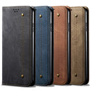 For Samsung Galaxy S22 Ultra 5G Denim Texture Casual Style Horizontal Flip Leather Case with Holder & Card Slots & Wallet(Black)