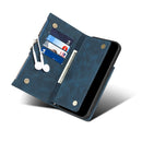 For Samsung Galaxy S22 5G Retro Frosted Horizontal Flip Leather Phone Case with Holder & Card Slot & Wallet & Zipper Pocket & Lanyard(Blue)