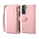For Samsung Galaxy S22+ 5G Retro Frosted Horizontal Flip Leather Phone Case with Holder & Card Slot & Wallet & Zipper Pocket & Lanyard(Rose Gold)
