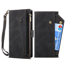 For Samsung Galaxy S22 Ultra 5G Retro Frosted Horizontal Flip Leather Phone Case with Holder & Card Slot & Wallet & Zipper Pocket & Lanyard(Black)