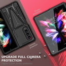 For Samsung Galaxy Z Fold3 5G Super V Armor PC + TPU Shockproof Phone Case with Invisible Holder(Black)