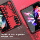 For Samsung Galaxy Z Fold3 5G Super V Armor PC + TPU Shockproof Phone Case with Invisible Holder(Red)