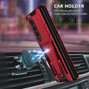 For Samsung Galaxy Z Fold3 5G Super V Armor PC + TPU Shockproof Phone Case with Invisible Holder(Red)