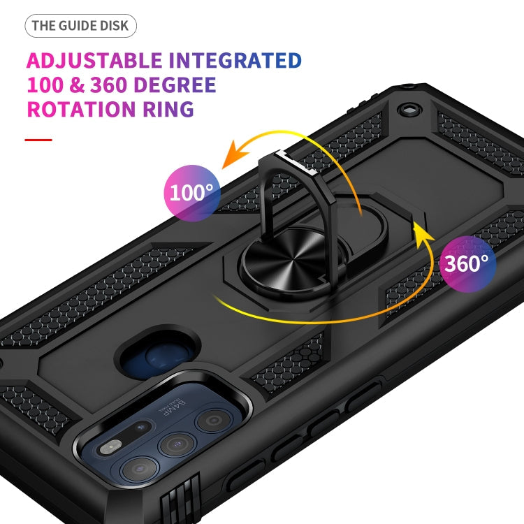 For Motorola Moto G60s Shockproof TPU + PC Phone Case with 360 Degree Rotating Holder(Black)