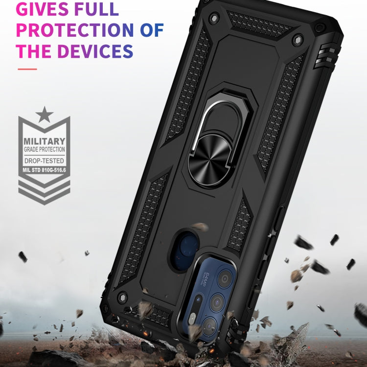For Motorola Moto G60s Shockproof TPU + PC Phone Case with 360 Degree Rotating Holder(Black)