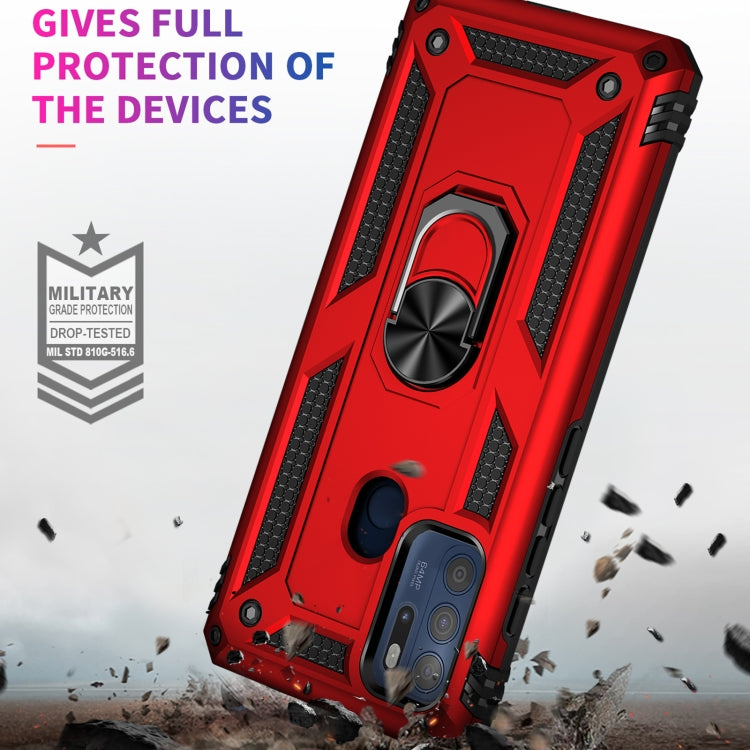 For Motorola Moto G60s Shockproof TPU + PC Phone Case with 360 Degree Rotating Holder(Red)