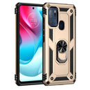 For Motorola Moto G60s Shockproof TPU + PC Phone Case with 360 Degree Rotating Holder(Gold)