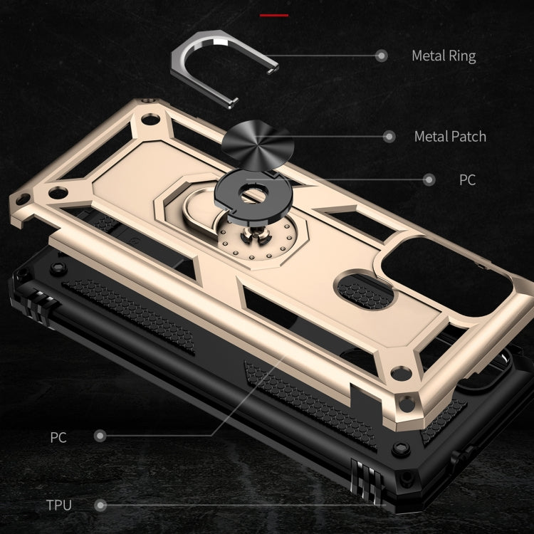 For Motorola Moto G60s Shockproof TPU + PC Phone Case with 360 Degree Rotating Holder(Gold)