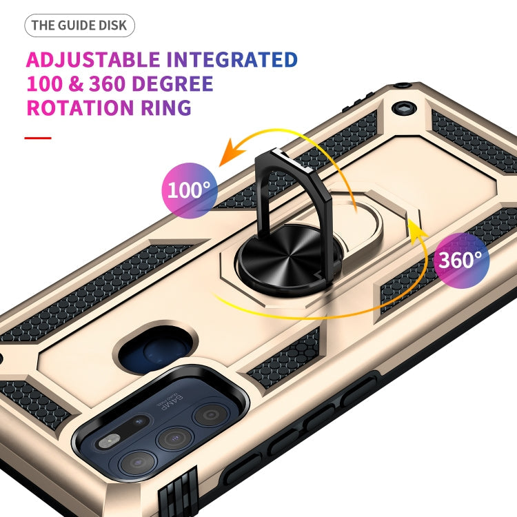 For Motorola Moto G60s Shockproof TPU + PC Phone Case with 360 Degree Rotating Holder(Gold)