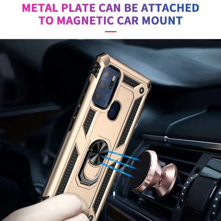 For Motorola Moto G60s Shockproof TPU + PC Phone Case with 360 Degree Rotating Holder(Gold)