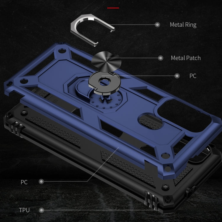 For Motorola Moto G60s Shockproof TPU + PC Phone Case with 360 Degree Rotating Holder(Blue)