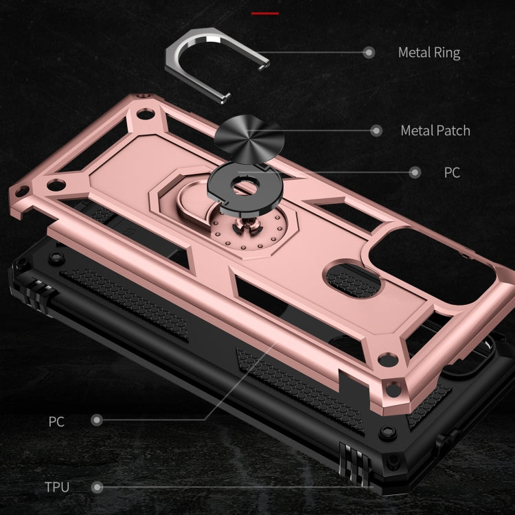 For Motorola Moto G60s Shockproof TPU + PC Phone Case with 360 Degree Rotating Holder(Rose Gold)