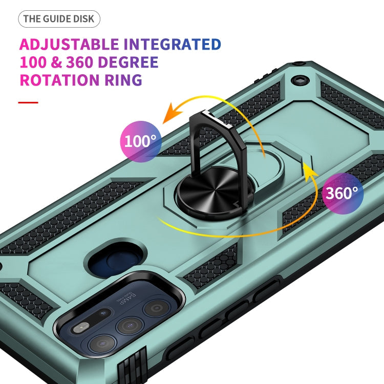 For Motorola Moto G60s Shockproof TPU + PC Phone Case with 360 Degree Rotating Holder(Dark Green)