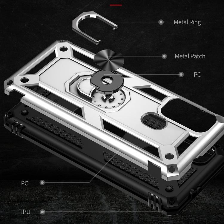 For Motorola Moto G60s Shockproof TPU + PC Phone Case with 360 Degree Rotating Holder(Silver)