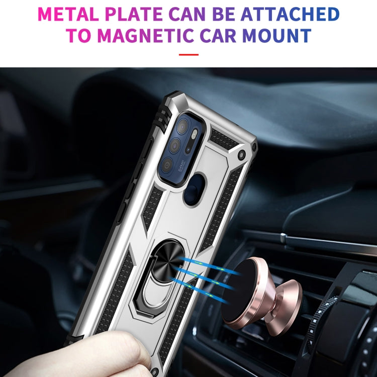 For Motorola Moto G60s Shockproof TPU + PC Phone Case with 360 Degree Rotating Holder(Silver)