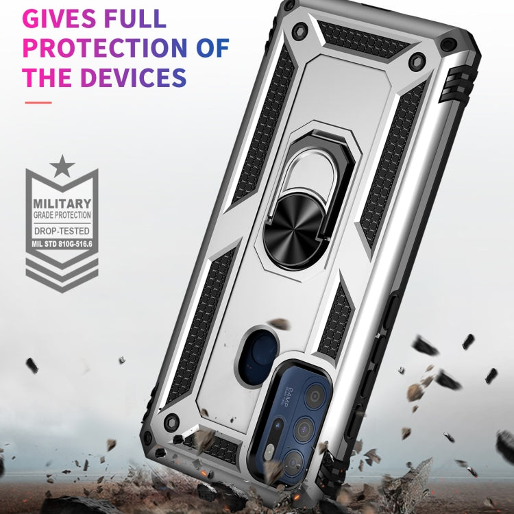For Motorola Moto G60s Shockproof TPU + PC Phone Case with 360 Degree Rotating Holder(Silver)