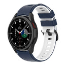 For Samsung Galaxy Watch4 Classic 42mm / 46mm Two-color Silicone Strap Watch Band(Midnight Blue White)