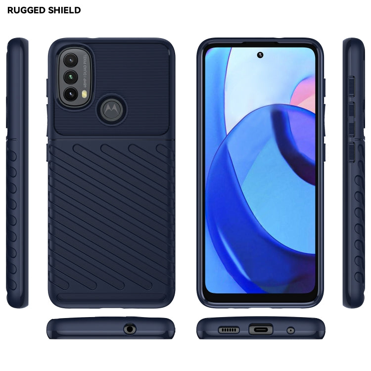 For Motorola Moto E20 / E30 / E40 Thunderbolt Shockproof TPU Soft Phone Case(Blue)
