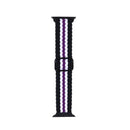 Adjustable Striped Woven Nylon Strap Watch Band For Apple Watch Series 7 41mm / 6&SE&5&4 40mm / 3&2&1 38mm(Black White Purple)