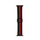 Adjustable Striped Woven Nylon Strap Watch Band For Apple Watch Series 7 41mm / 6&SE&5&4 40mm / 3&2&1 38mm(Black Red)