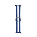 Adjustable Striped Woven Nylon Strap Watch Band For Apple Watch Series 7 41mm / 6&SE&5&4 40mm / 3&2&1 38mm(Blue White)