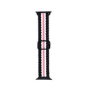 Adjustable Striped Woven Nylon Strap Watch Band For Apple Watch Series 7 45mm / 6&SE&5&4 44mm / 3&2&1 42mm(Black White Pink)