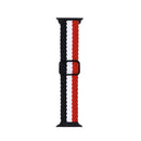 Adjustable Striped Woven Nylon Strap Watch Band For Apple Watch Series 7 45mm / 6&SE&5&4 44mm / 3&2&1 42mm(Black Red White)