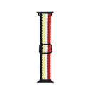 Adjustable Striped Woven Nylon Strap Watch Band For Apple Watch Series 7 45mm / 6&SE&5&4 44mm / 3&2&1 42mm(Black Yellow White Red)