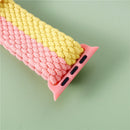 Adjustable Striped Woven Nylon Strap Watch Band For Apple Watch Series 7 45mm / 6&SE&5&4 44mm / 3&2&1 42mm(Pink Green)