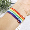 Adjustable Striped Woven Nylon Watch Band + Watch Case Set For Apple Watch Series 7 41mm/6&SE&5&4 40mm/3&2&1 38mm(Red White Blue)