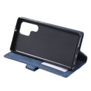 For Samsung Galaxy S22 Ultra 5G Skin Feel Splicing Horizontal Flip Leather Phone Case(Blue)
