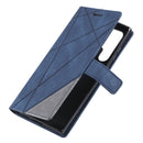For Samsung Galaxy S22 Ultra 5G Skin Feel Splicing Horizontal Flip Leather Phone Case(Blue)
