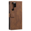 For Samsung Galaxy S22 Ultra 5G Skin Feel Splicing Horizontal Flip Leather Phone Case(Brown)